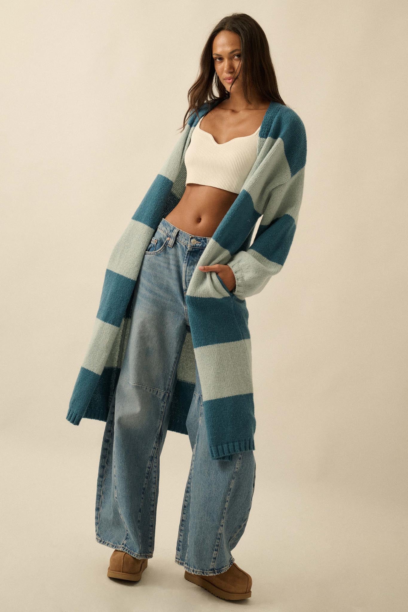 Cozy Days Colorblock Striped Duster Cardigan
