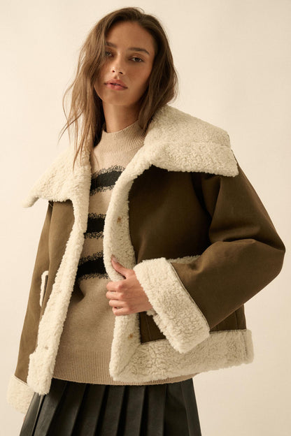 Cedar Creek Faux Shearling Oversize-Collar Jacket