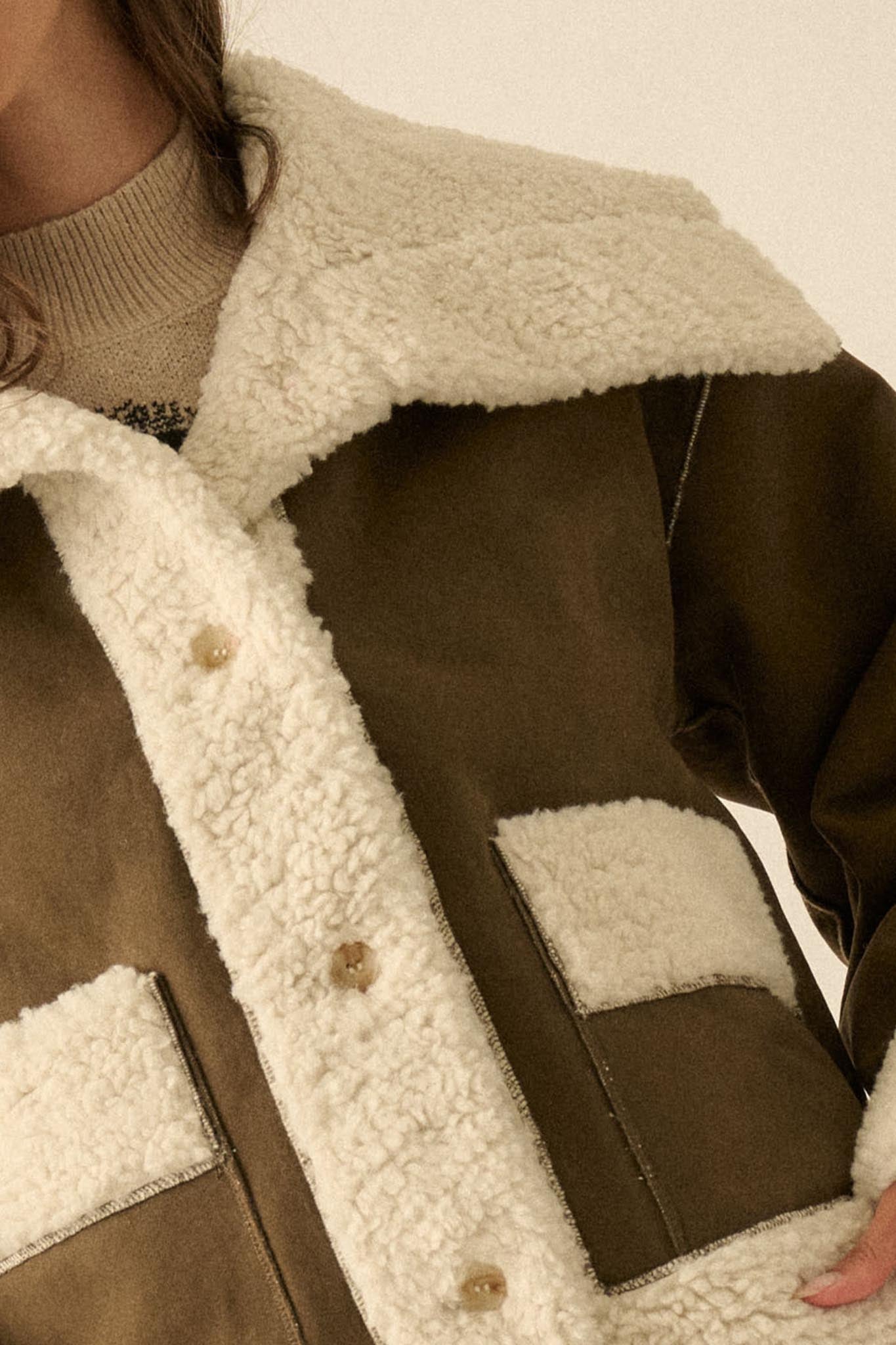 Cedar Creek Faux Shearling Oversize-Collar Jacket