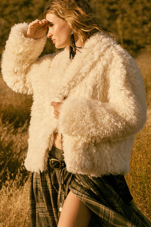 Plush Life Faux Fur Shawl-Collar Jacket