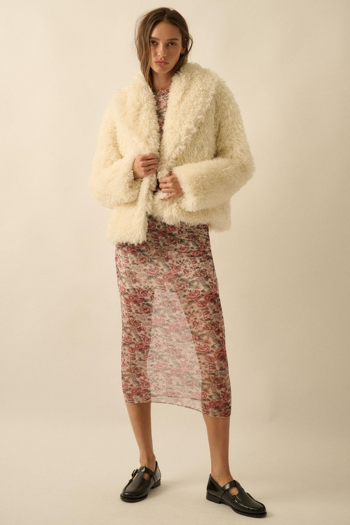Plush Life Faux Fur Shawl-Collar Jacket