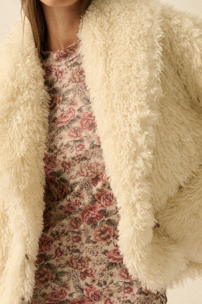 Plush Life Faux Fur Shawl-Collar Jacket