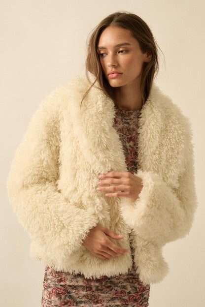 Plush Life Faux Fur Shawl-Collar Jacket