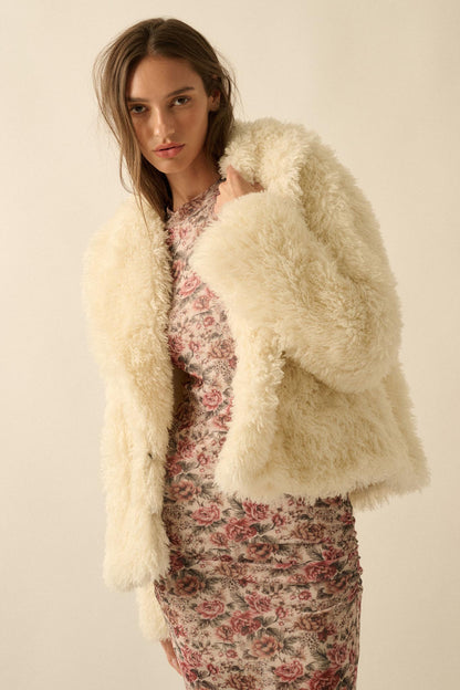Plush Life Faux Fur Shawl-Collar Jacket