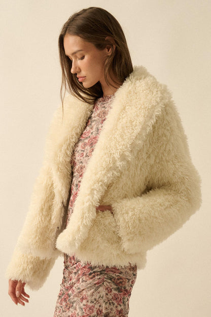 Plush Life Faux Fur Shawl-Collar Jacket