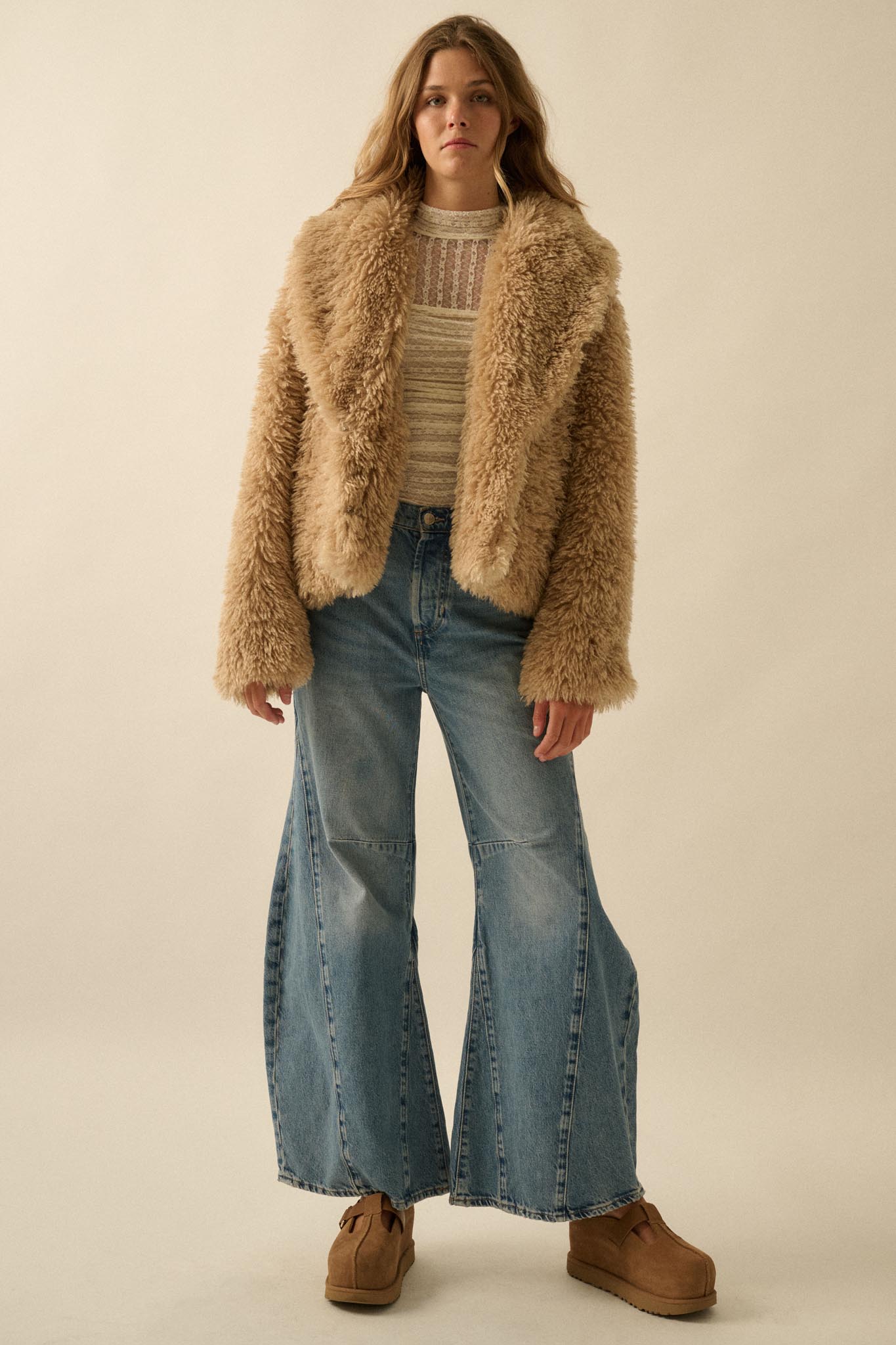 Plush Life Faux Fur Shawl-Collar Jacket