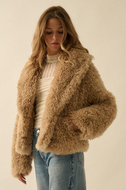 Plush Life Faux Fur Shawl-Collar Jacket