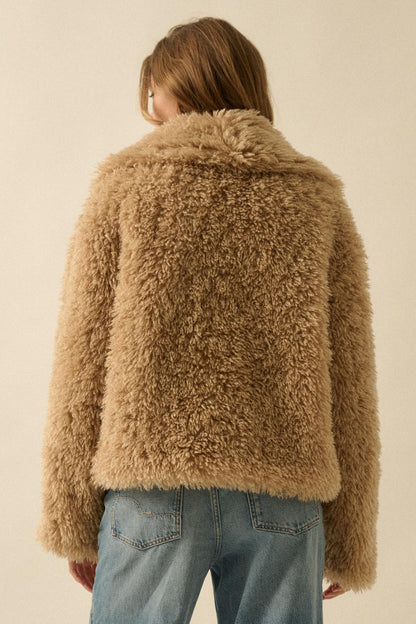 Plush Life Faux Fur Shawl-Collar Jacket