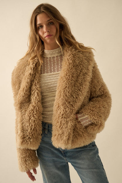 Plush Life Faux Fur Shawl-Collar Jacket
