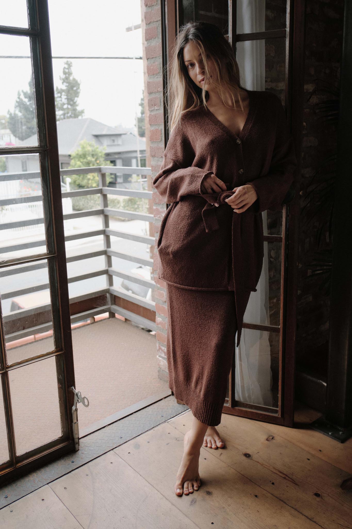 Promise the Label Belted Button-Front Cardigan