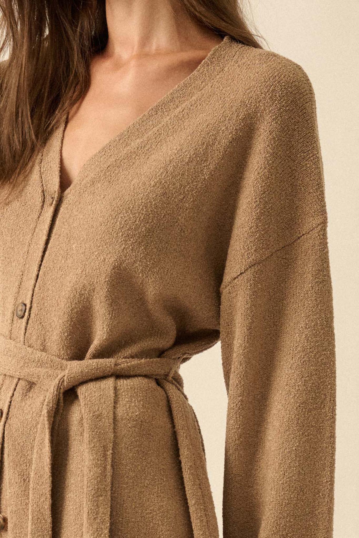 Promise the Label Belted Button-Front Cardigan