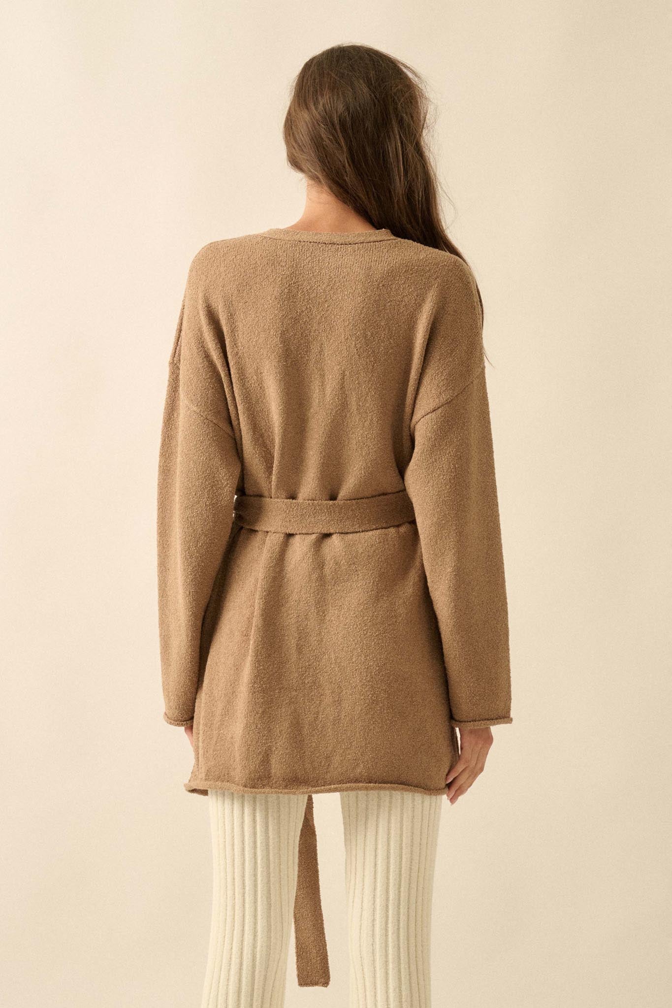 Promise the Label Belted Button-Front Cardigan
