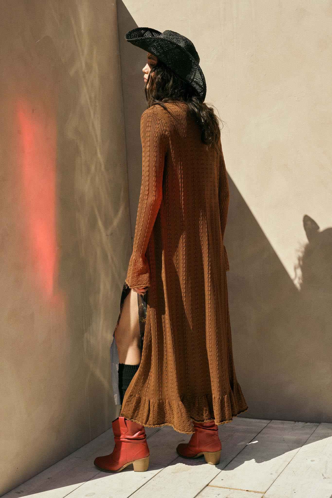 Away We Go Pointelle Rib-Knit Duster Cardigan