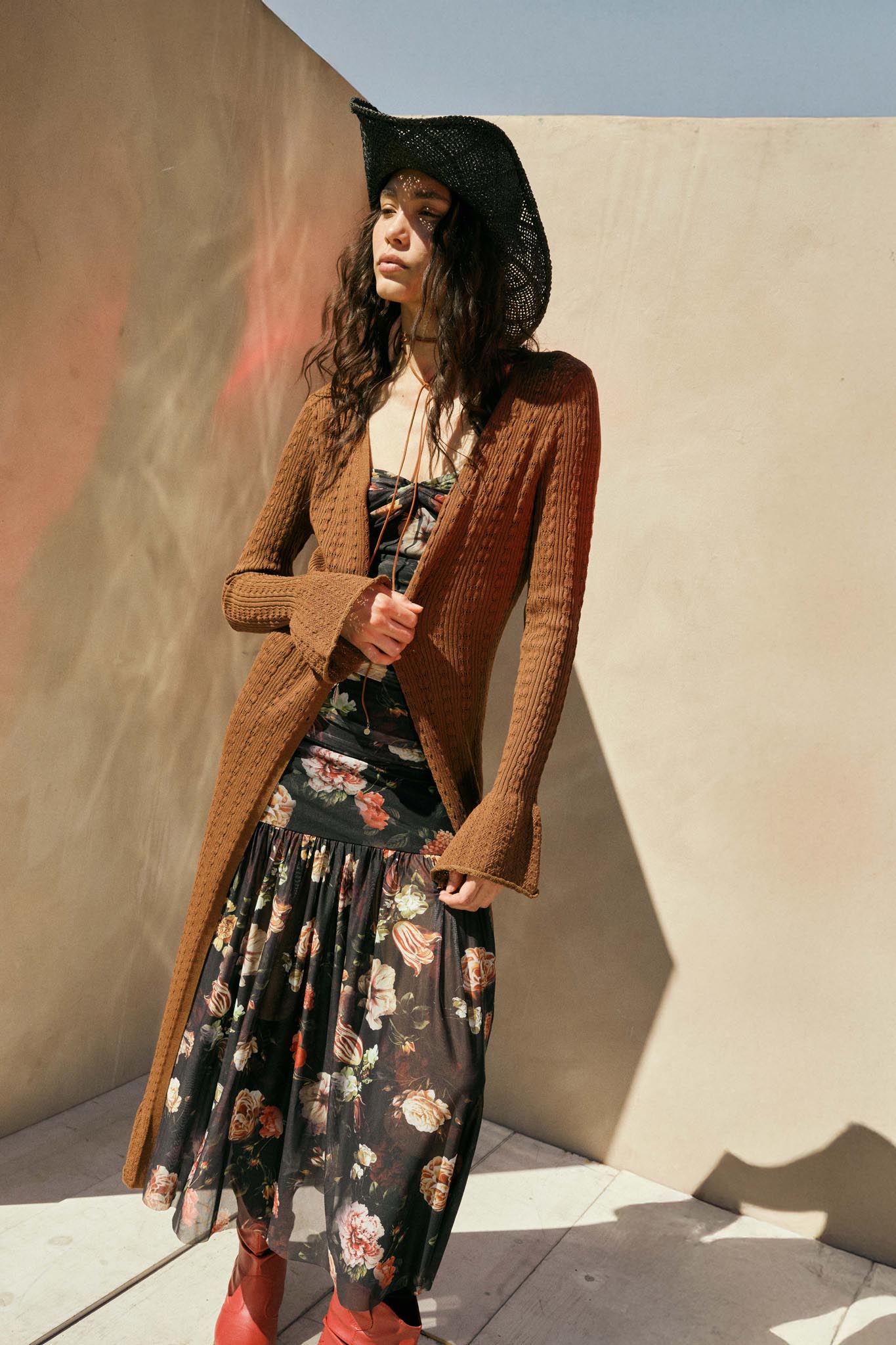 Away We Go Pointelle Rib-Knit Duster Cardigan