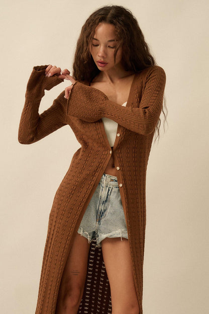 Away We Go Pointelle Rib-Knit Duster Cardigan