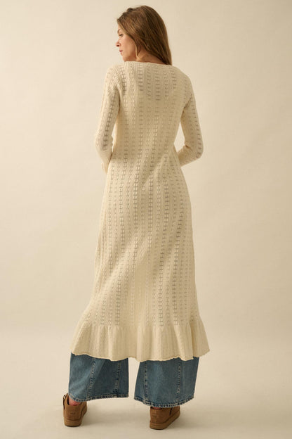 Away We Go Pointelle Rib-Knit Duster Cardigan