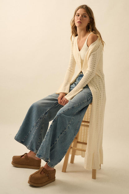 Away We Go Pointelle Rib-Knit Duster Cardigan