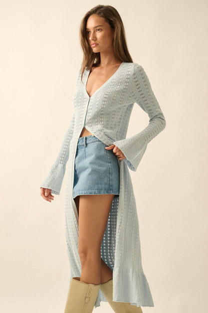 Away We Go Pointelle Rib-Knit Duster Cardigan