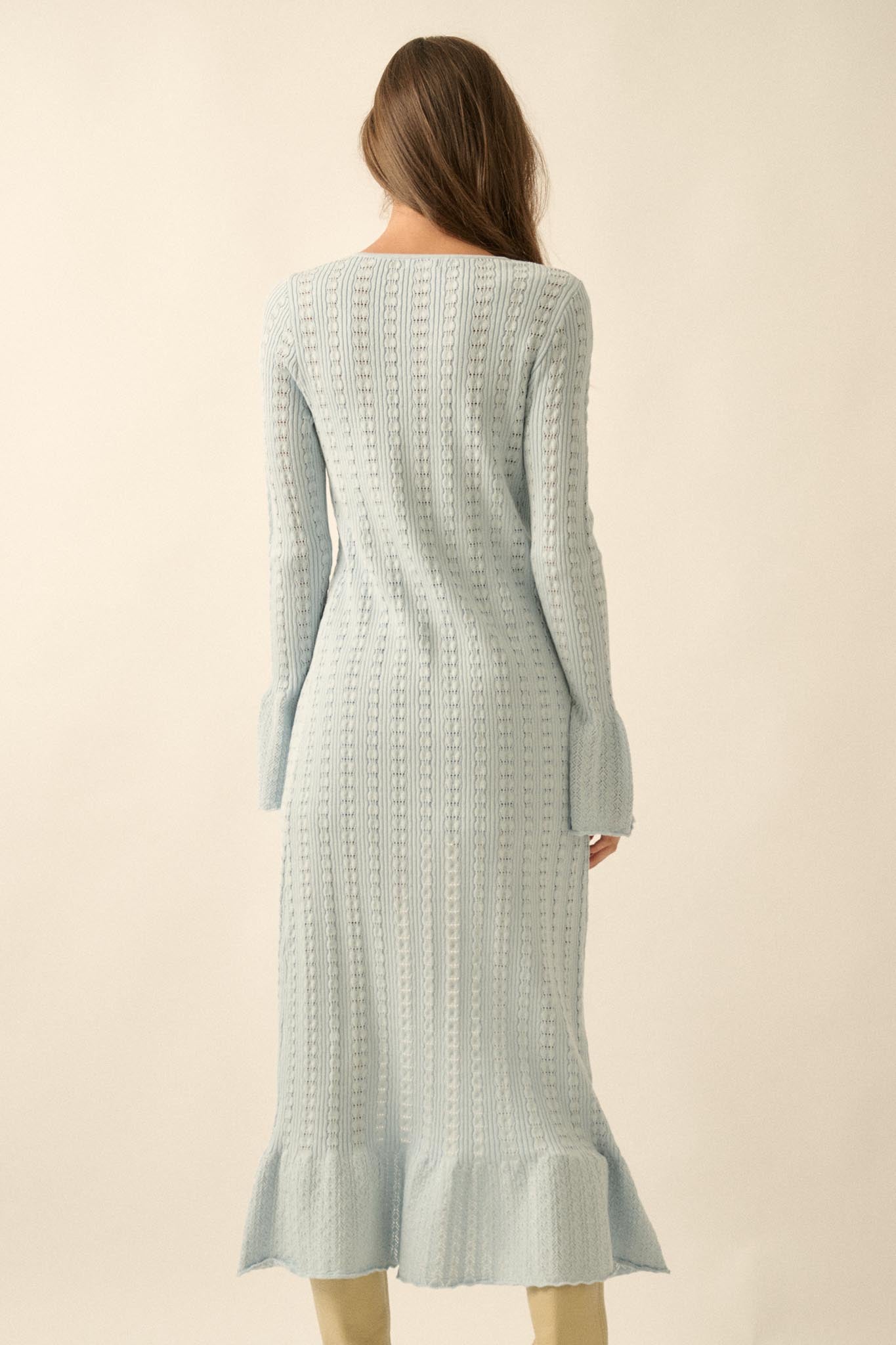 Away We Go Pointelle Rib-Knit Duster Cardigan