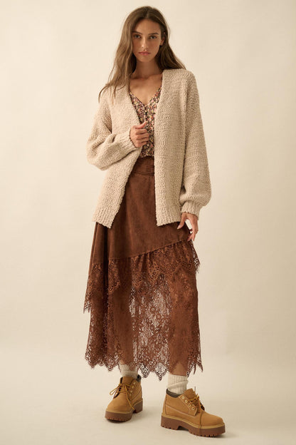In My Feelings Textured Knit Open-Front Cardigan