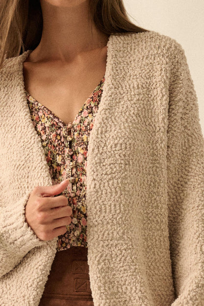 In My Feelings Textured Knit Open-Front Cardigan