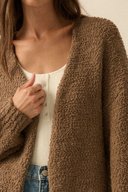 In My Feelings Textured Knit Open-Front Cardigan