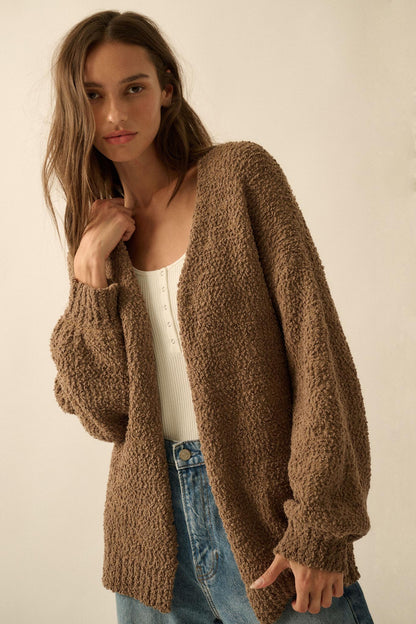 In My Feelings Textured Knit Open-Front Cardigan