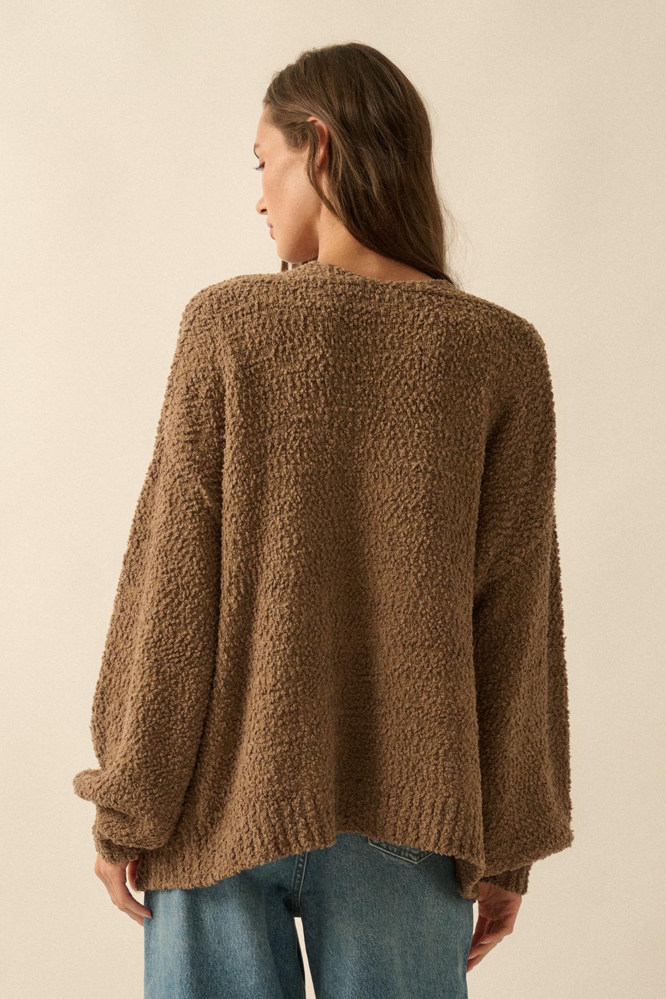In My Feelings Textured Knit Open-Front Cardigan