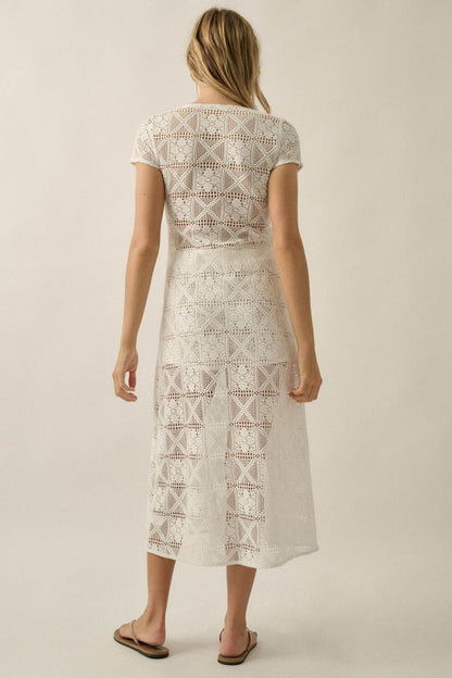Spirit Walk Crochet Short-Sleeve Duster Cardigan