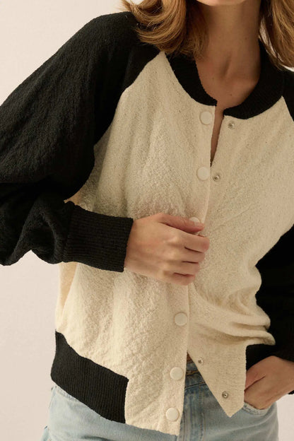Home Run Colorblock Knit Varsity Bomber Jacket