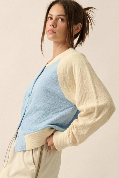 Home Run Colorblock Knit Varsity Bomber Jacket