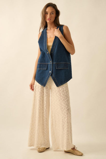 Days Go By Denim Snap-Front Vest
