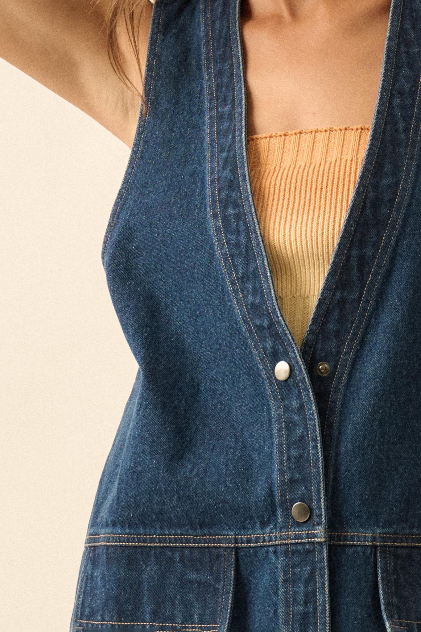 Days Go By Denim Snap-Front Vest