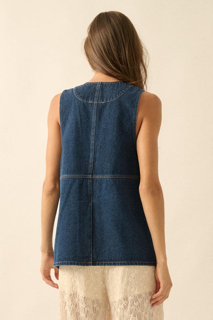 Days Go By Denim Snap-Front Vest