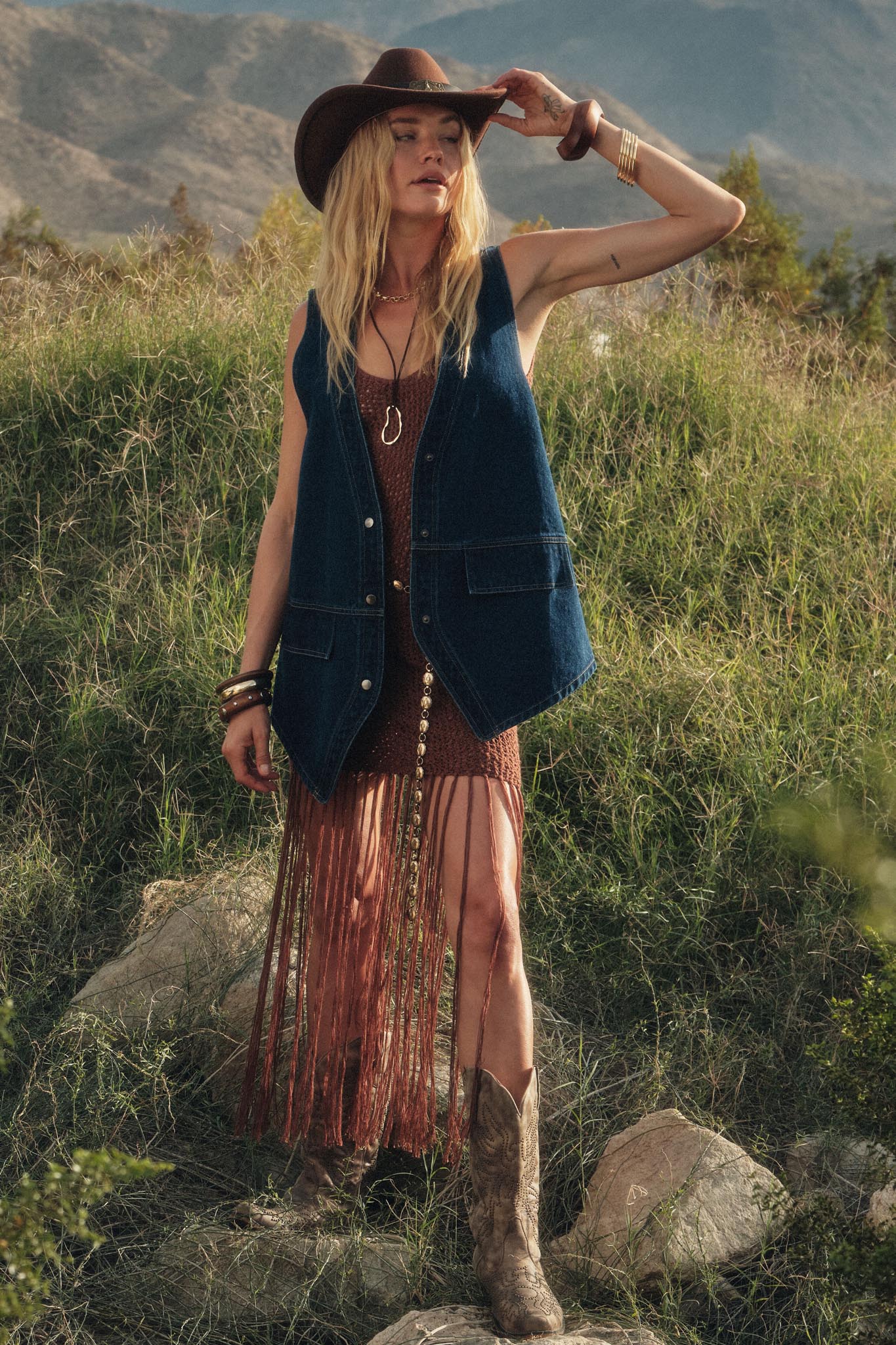 Days Go By Denim Snap-Front Vest