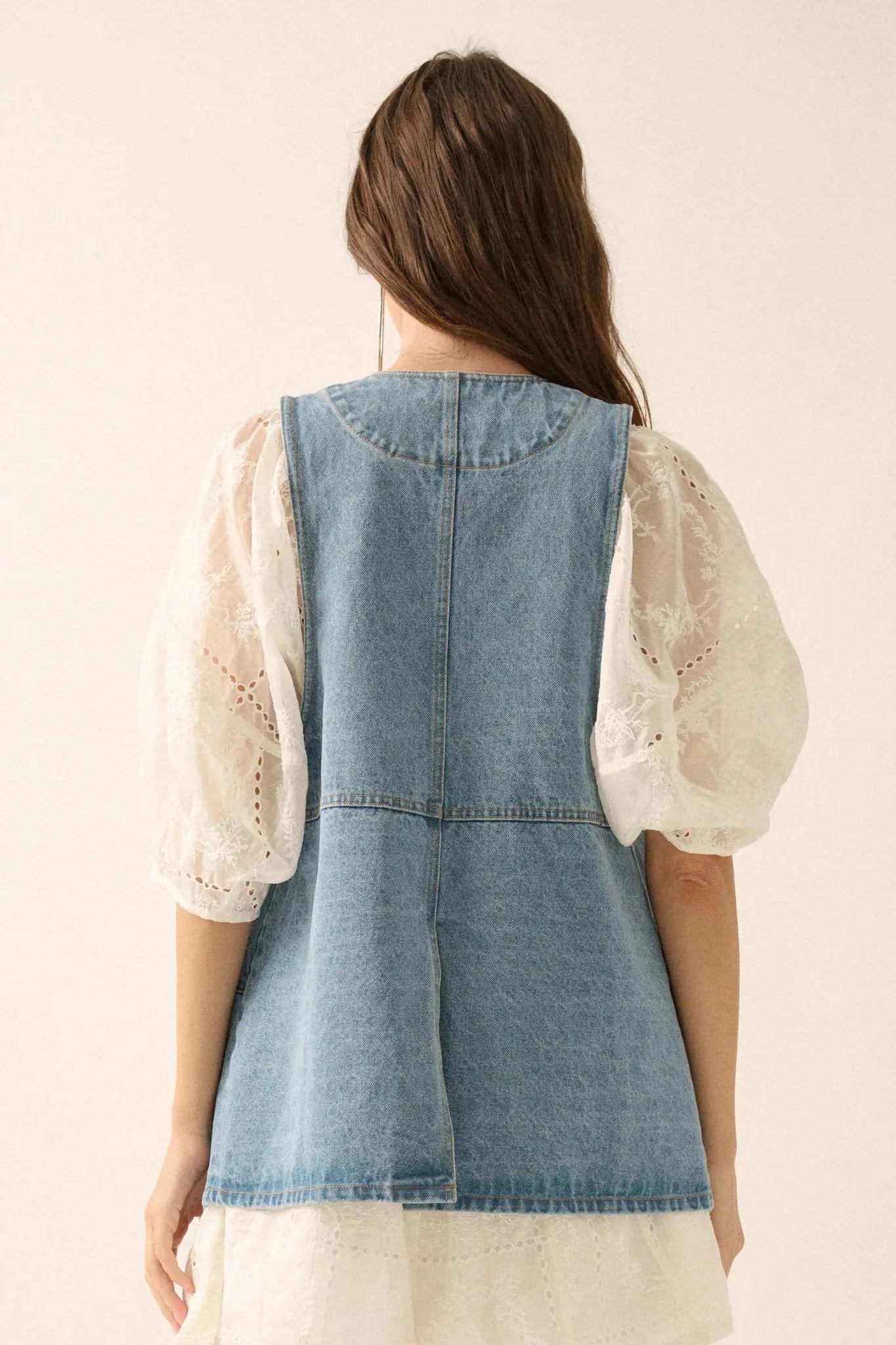 Days Go By Denim Snap-Front Vest