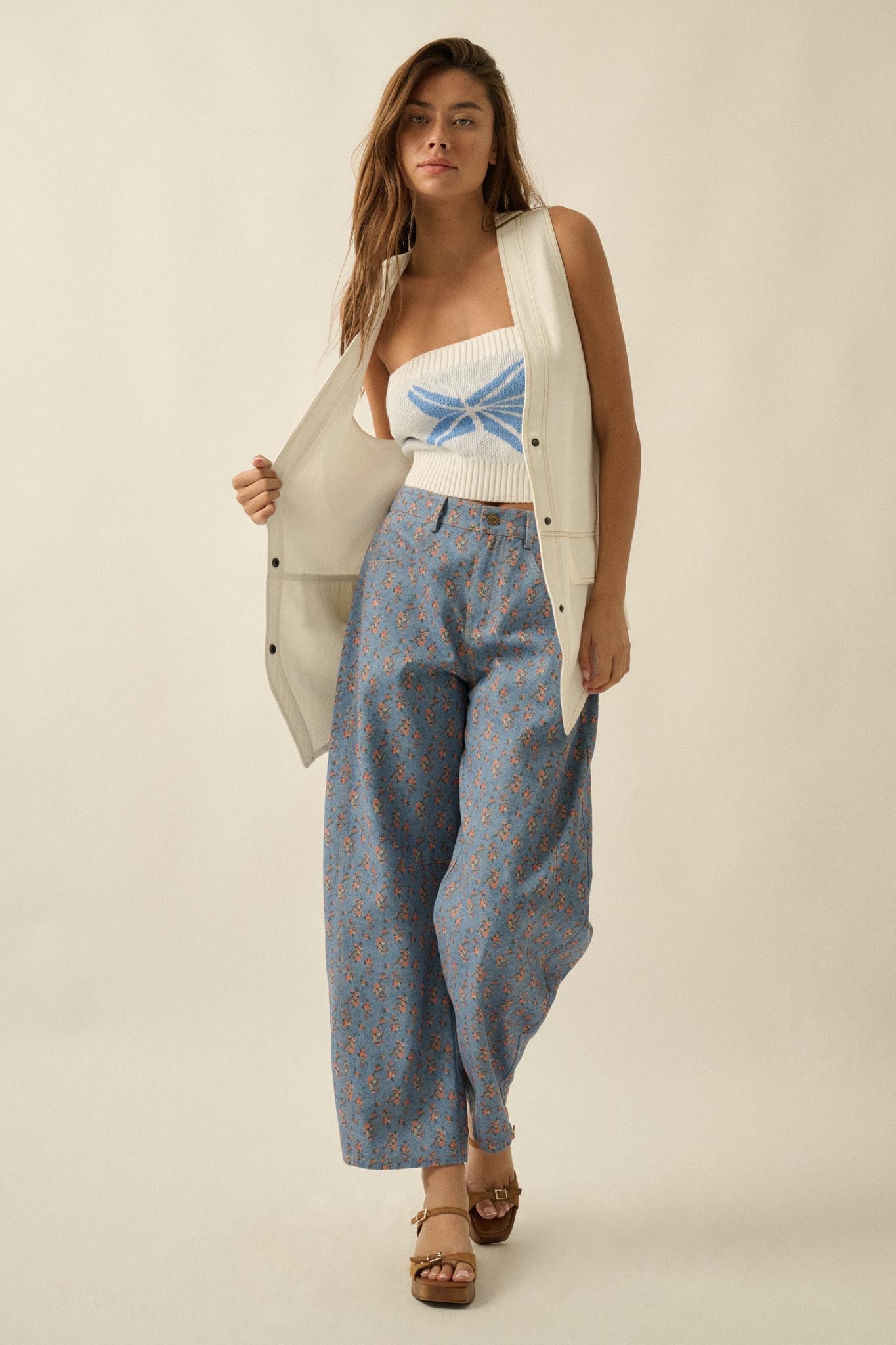 Days Go By Denim Snap-Front Vest