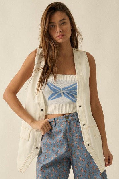 Days Go By Denim Snap-Front Vest