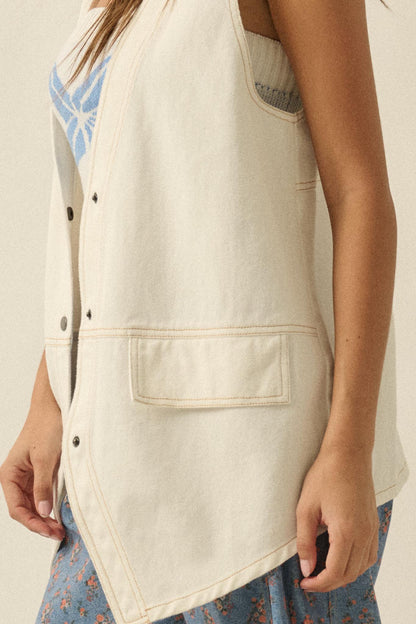 Days Go By Denim Snap-Front Vest