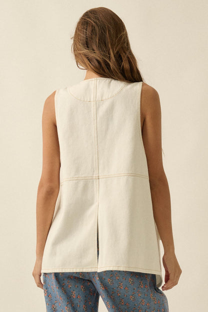 Days Go By Denim Snap-Front Vest