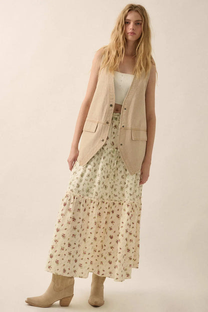 Days Go By Denim Snap-Front Vest