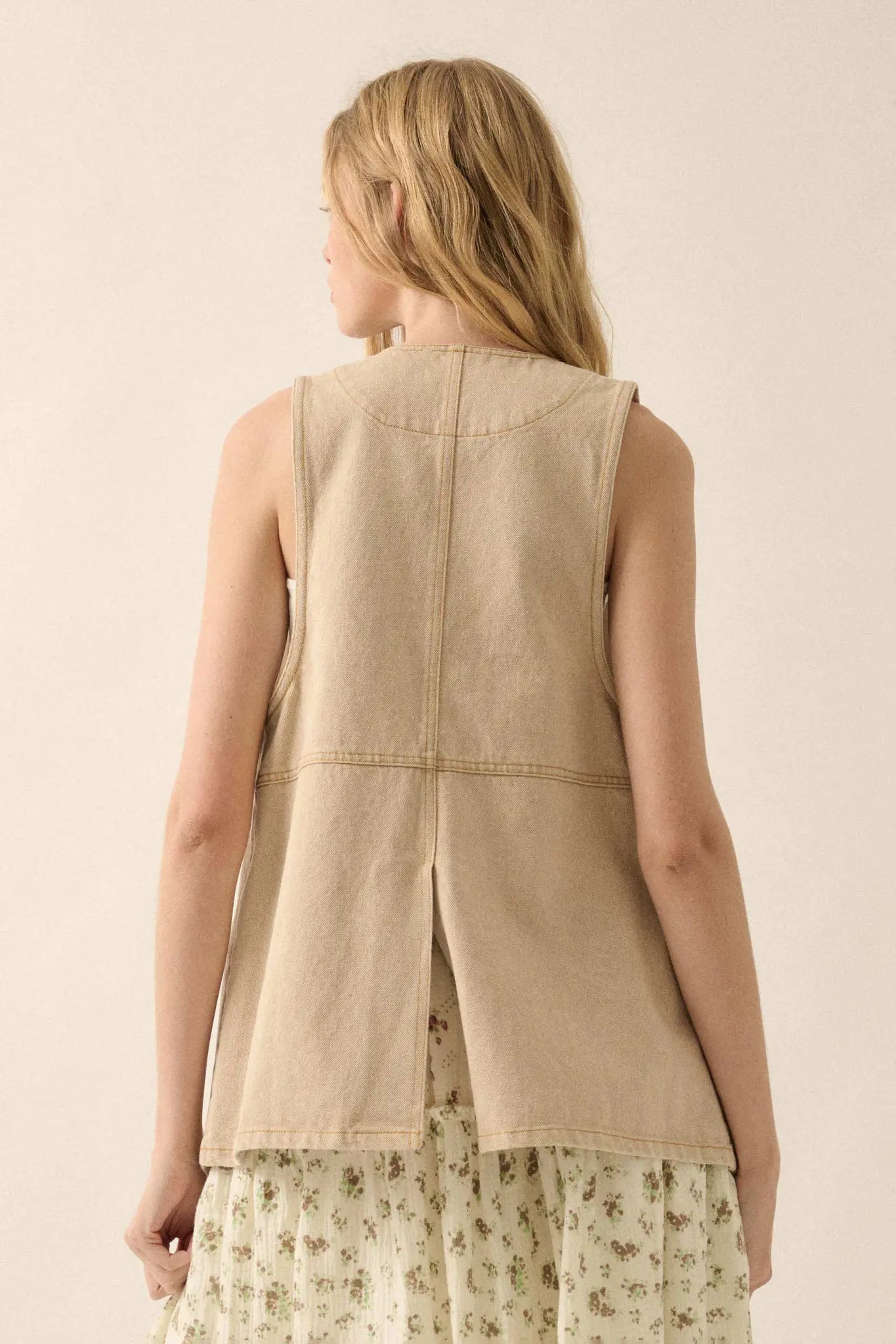Days Go By Denim Snap-Front Vest