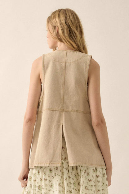 Days Go By Denim Snap-Front Vest