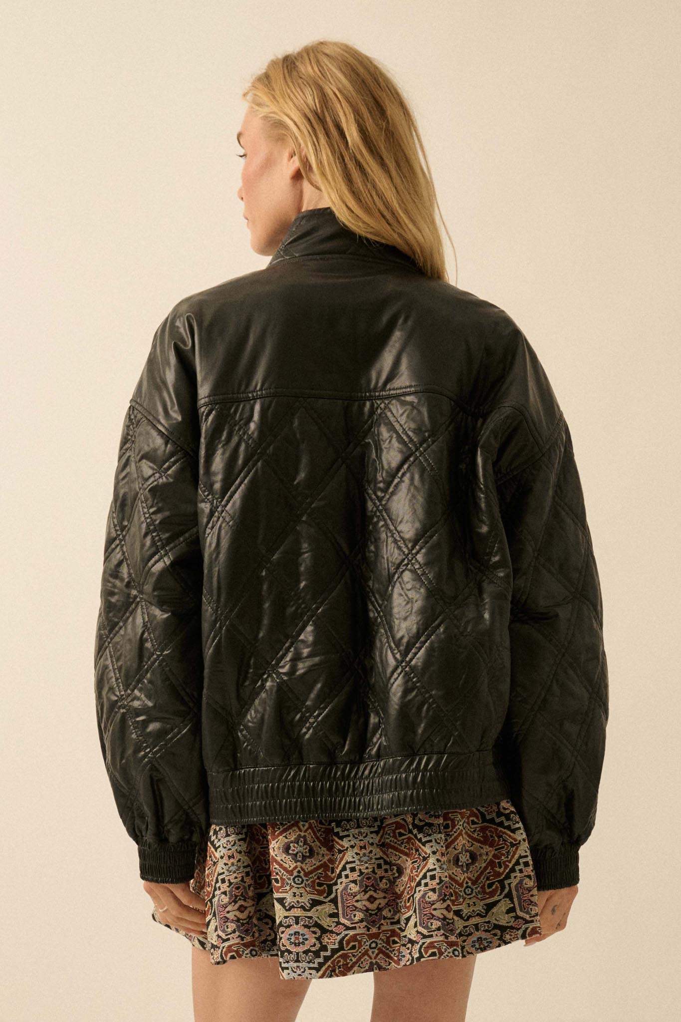 Chill Factor Quilted Vegan Leather Oversize Jacket