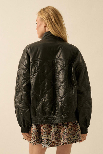 Chill Factor Quilted Vegan Leather Oversize Jacket