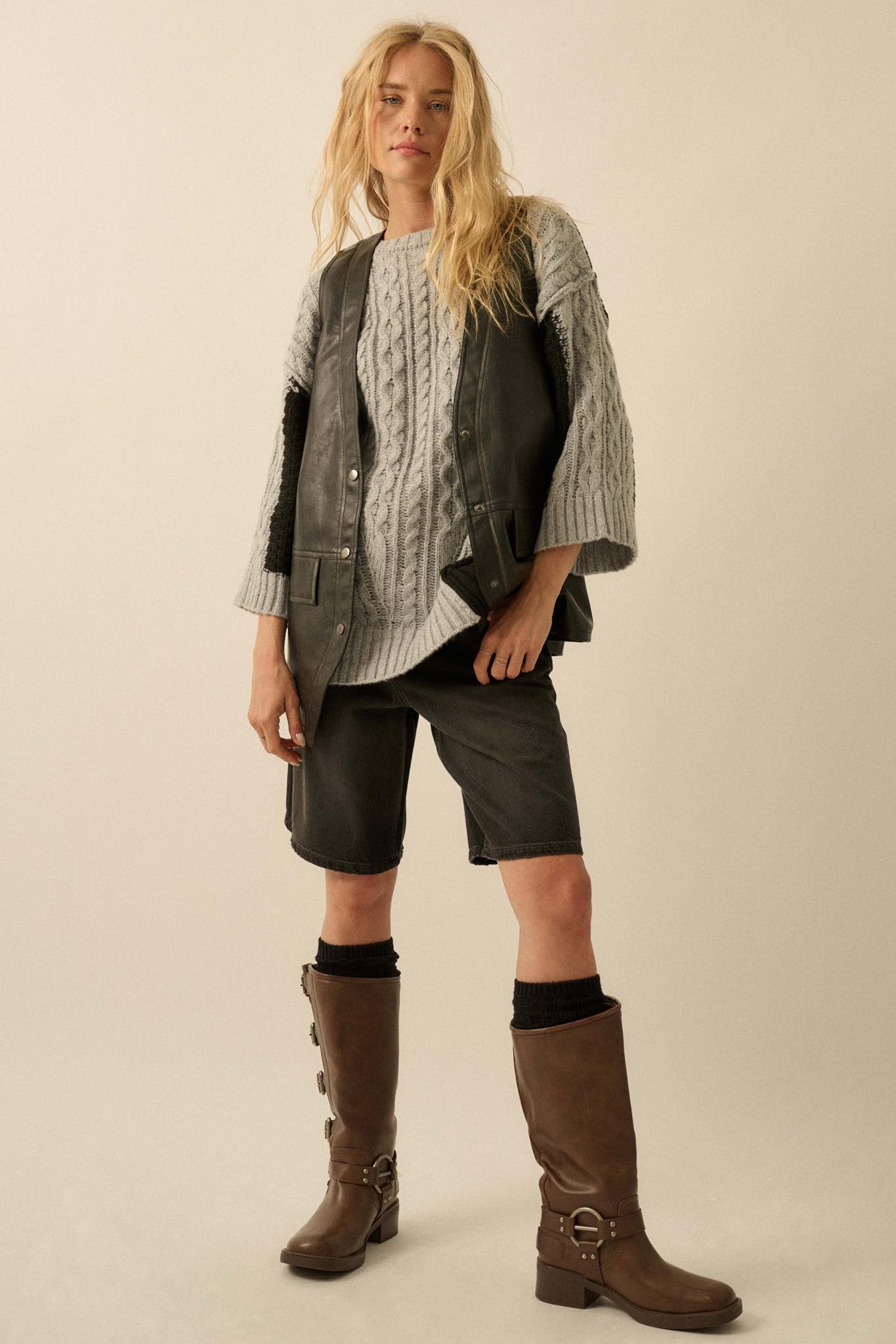 Born to Ride Vegan Leather Snap-Front Vest