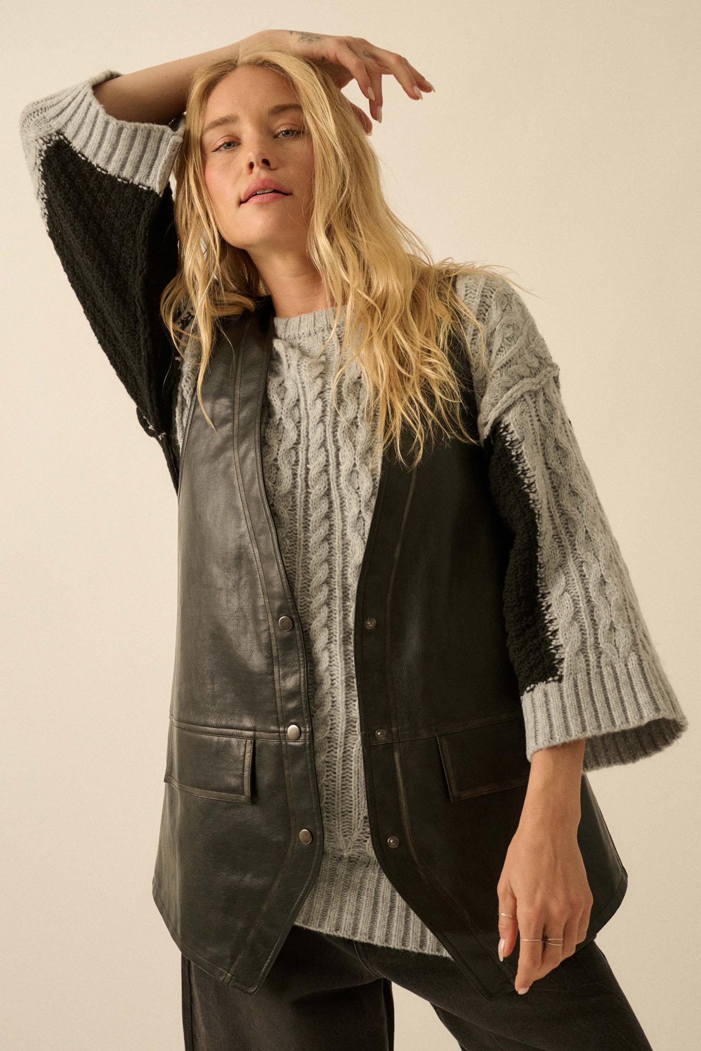 Born to Ride Vegan Leather Snap-Front Vest