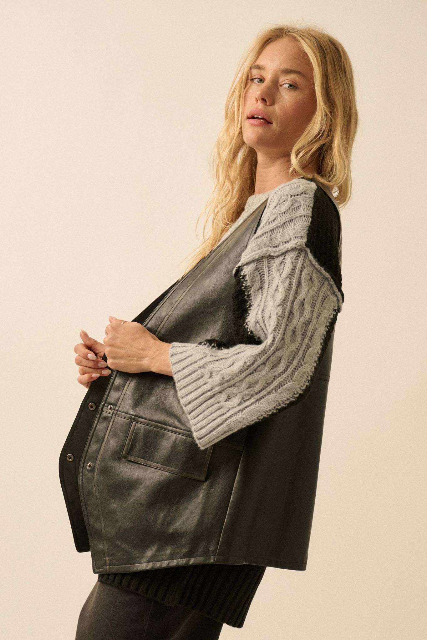 Born to Ride Vegan Leather Snap-Front Vest