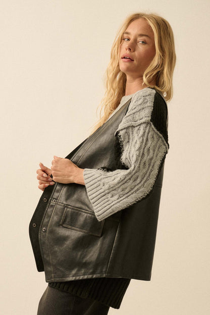 Born to Ride Vegan Leather Snap-Front Vest