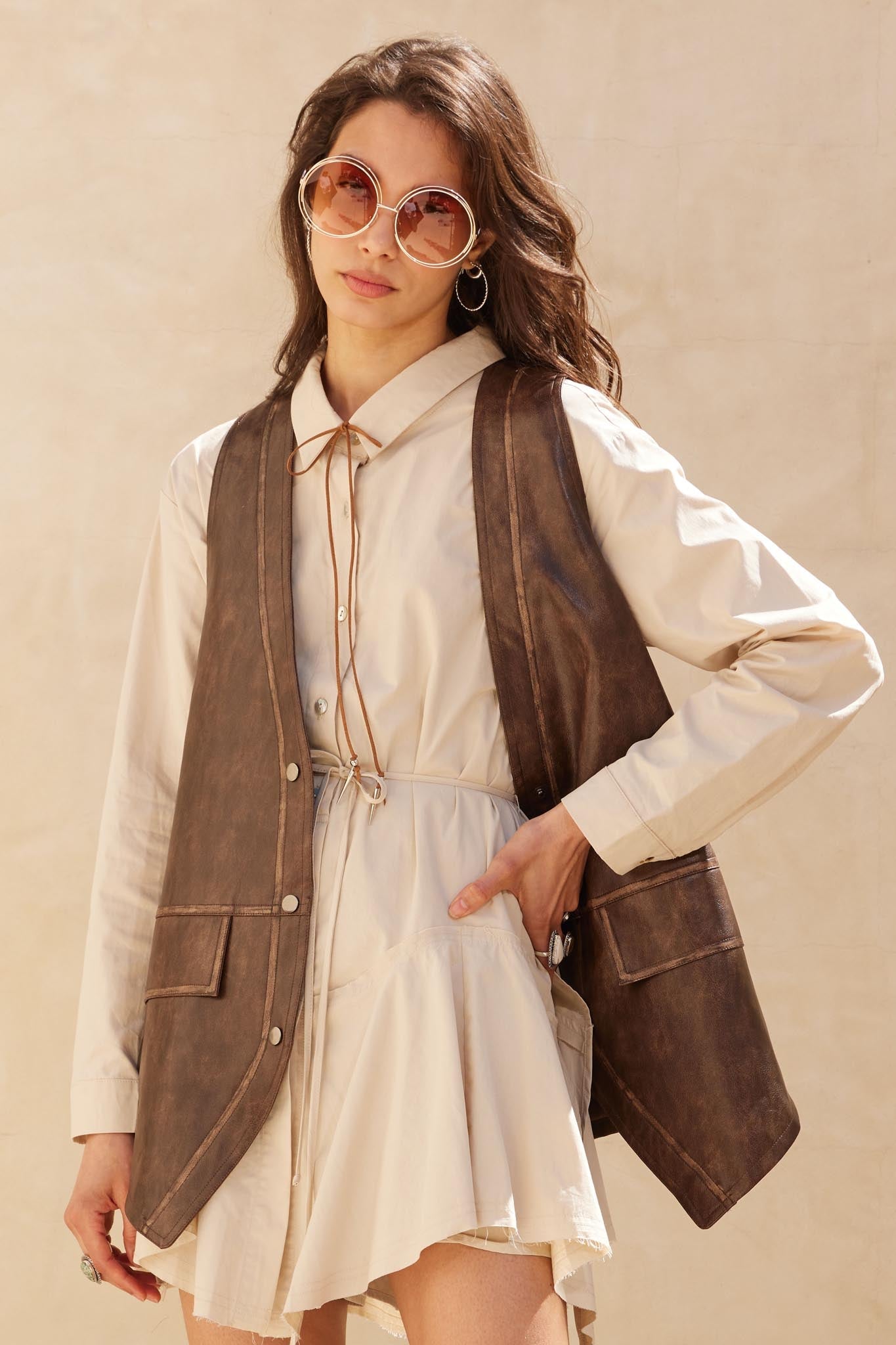 Born to Ride Vegan Leather Snap-Front Vest